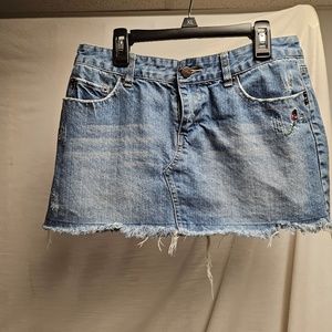 2for$20 aeropostale aero denim jean mini skirt 5/6 light blue whitewashed booty